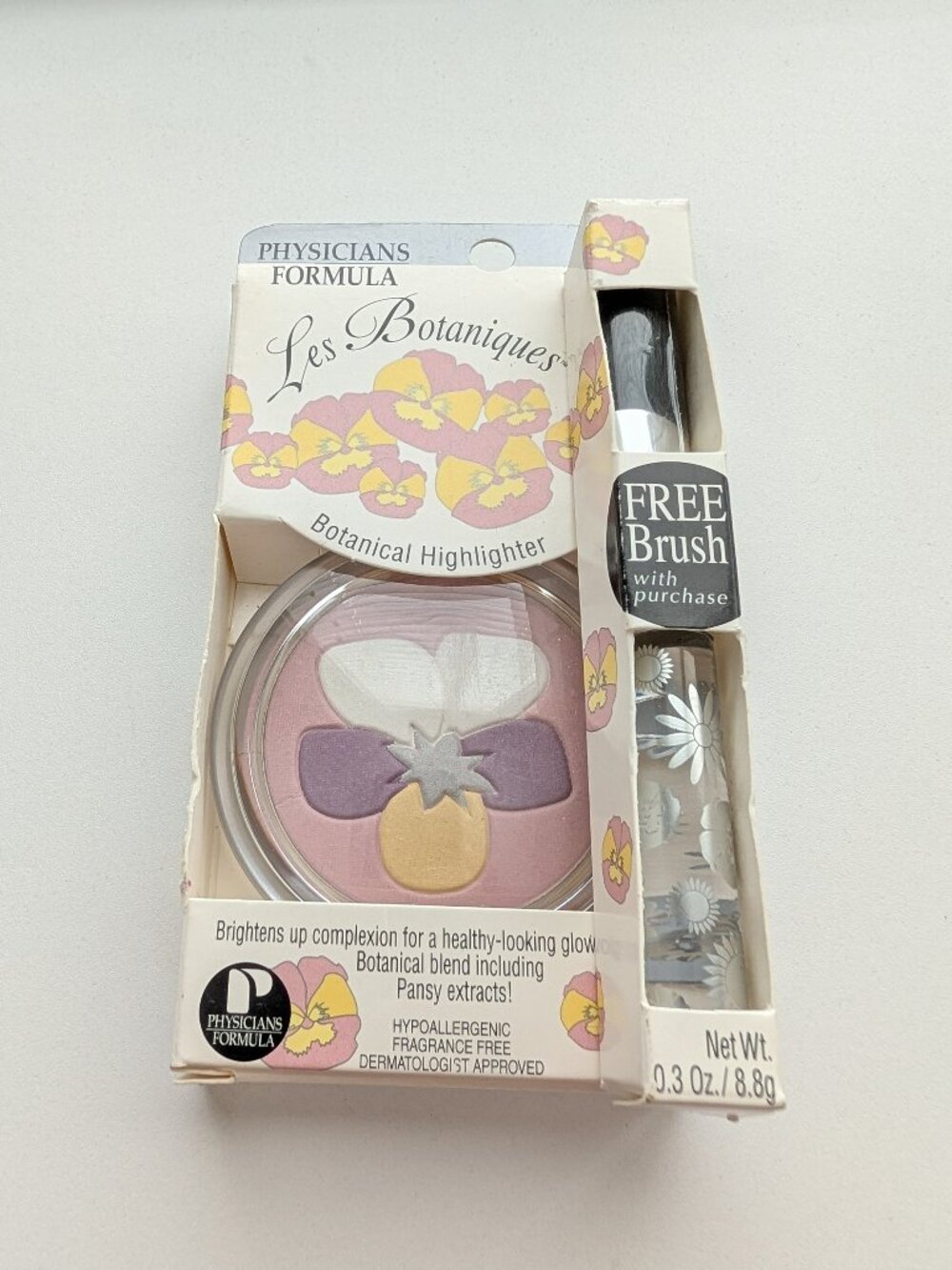 Physicians Formula Les Botaniques Highlighter Fancy Pansy + Free Brush New